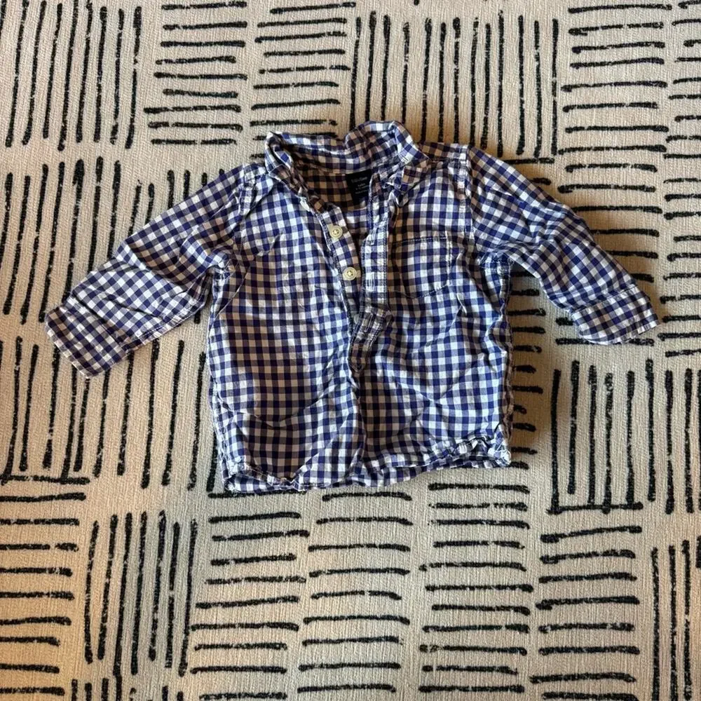 Checkered Kids Shirt Set - Blue, Purple, and White 6 Months